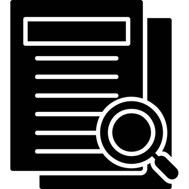 Büyüteçli belge, büyüteç, vektör illüstrasyonu, arama, bilgi