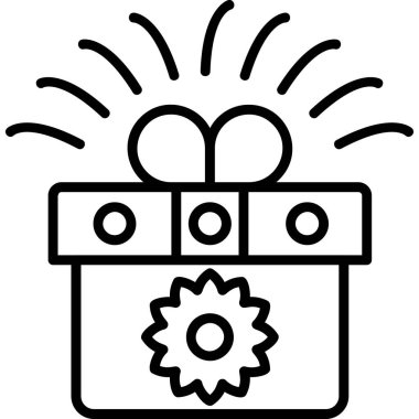 kutu hediye doğum günü simgesi ana hatları biçiminde