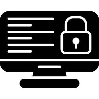 Bilgisayar kilidi simgesi. Beyaz arkaplanda izole edilmiş web tasarımı için bilgisayar kilidi vektör simgesinin basit çizimi