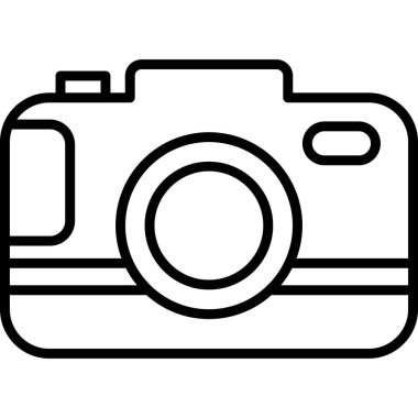 Beyaz arkaplanda izole edilmiş kamera simgesi, vektör illüstrasyonu