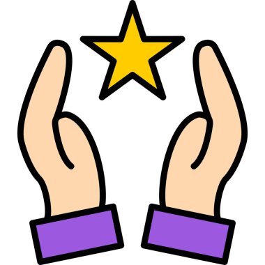 Yıldız simgesini tutan eller