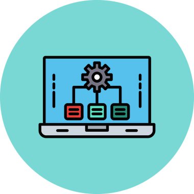 Dizüstü bilgisayar simgesi, basit vektör illüstrasyonu