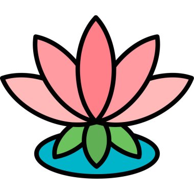 Nilüfer çiçeği ikonu. beyaz arkaplanda izole edilmiş lotus çiçeği vektör simgesi rengi