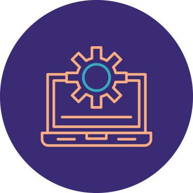 dişli tekerlek vektör illüstrasyon tasarımlı dizüstü bilgisayar