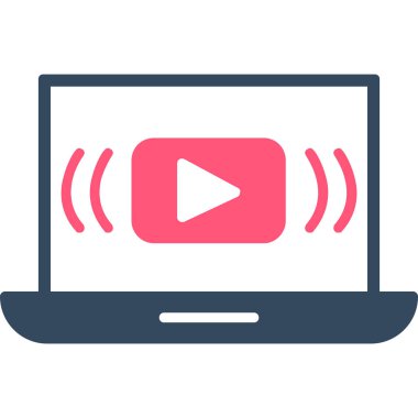 Bilgisayarı olan bir video oynatıcı. Kulaklıklı video oynatıcının düz çizimi.