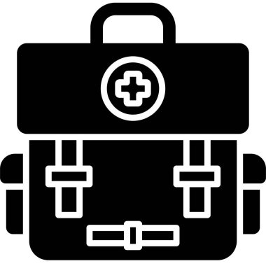 Tıbbi sembol vektörlü ilk yardım çantası