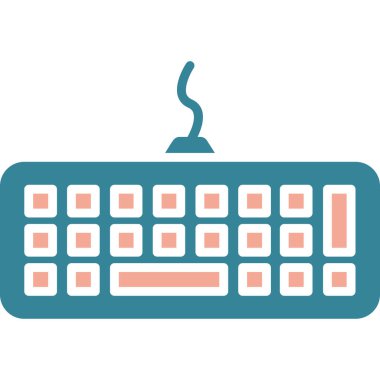 Klavye düz simgesi, vektör illüstrasyonu