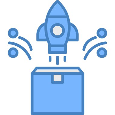 Roket. Web simgesi basit illüstrasyon