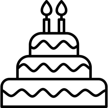 Pasta doğum günü tatlı ikonu ana hatlarıyla