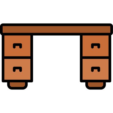 Tahta masa ikonu. Taslak ahşap tablo vektör rengi düz izole