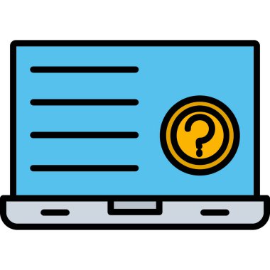 Soru işareti olan dizüstü bilgisayar. vektör illüstrasyonu