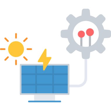 Güneş enerjisi simgesi. Güneş enerjisi vektör simgesi web için basit örnek