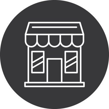 Dükkan ikonu vektörü. İnce çizgi işareti. İzole edilmiş kontür sembolü gösterimi