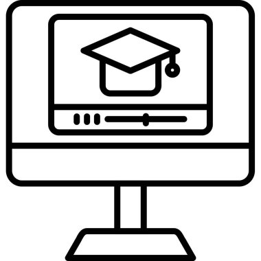 eğitim çevrimiçi eğitim öğrenme simgesi ana hatları biçiminde