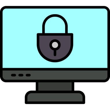 Bilgisayar asma kilit simgesi ile doldurulmuş ana hat biçimi