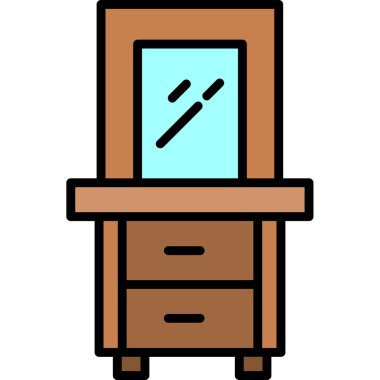 Mobilya simgesi ve vektör illüstrasyonu beyaz arkaplanda izole edildi