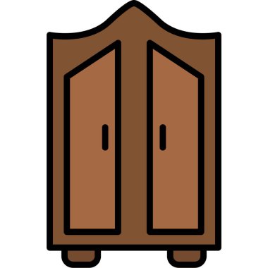 ahşap kapı simgesi renk dış hat vektörü