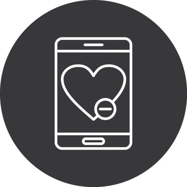 Kalp ikonu, akıllı telefon ve kalbin vektör illüstrasyon simgesi,