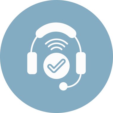 Çağrı merkezi operatör vektör simgesi. biçim iki renkli düz daire şeklinde sembol, pürüzsüz mavi renkler, yuvarlak açılar, beyaz arkaplan