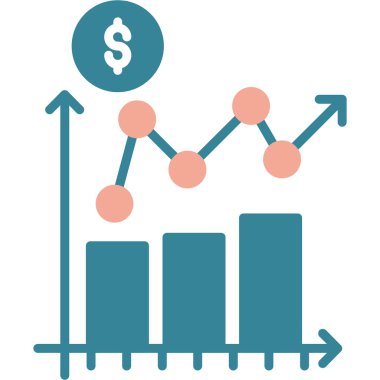 Bozuk paralar ve ok simgesiyle çizelge. düz dizayn, vektör 10