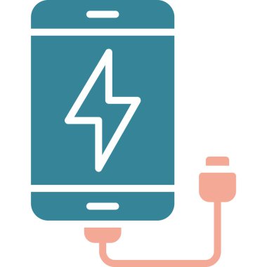 cep telefonu vektör simgesi. bicolor düz sembol, kobalt ve gri renkler, yuvarlak açılar, beyaz arkaplan.