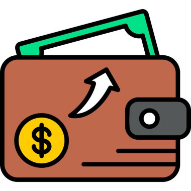 Cüzdan. Web simgesi vektör illüstrasyonu