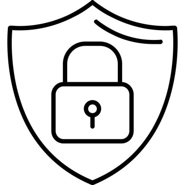 Güvenli kilit koruma simgesi ana hat biçiminde