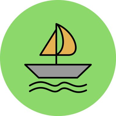 Tekne. Web simgesi vektör illüstrasyonu