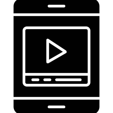 Video simgesi, vektör illüstrasyonlu akıllı telefon