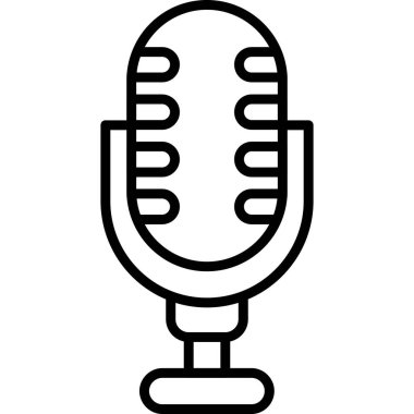 Mikrofon simgesi. Anahat mikrofon vektör simgesi beyaz arka plan üzerinde izole web tasarımı için