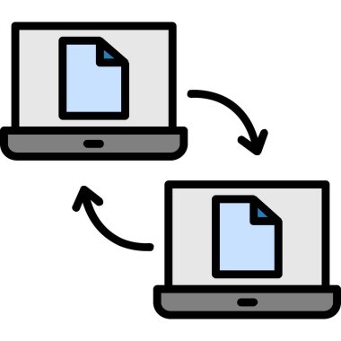 bilgisayar ve dosya dizini simgesi, vektör illüstrasyonu