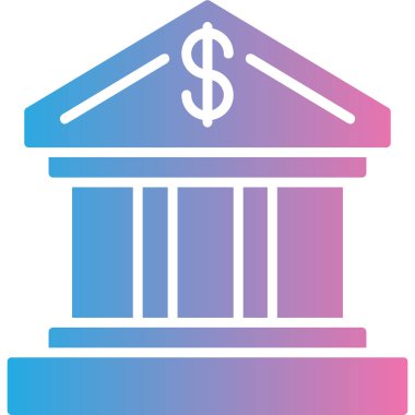 Banka binası simgesi, vektör illüstrasyonu