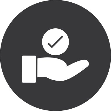 Tik işareti simgesi olan bir el