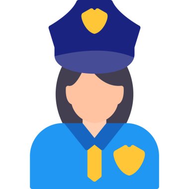 Düz dizaynlı kadın polis ikonu. vektör illüstrasyonu