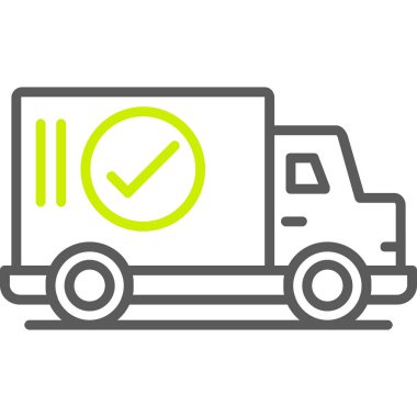 Teslimat aracı ikonu. Beyaz arkaplanda izole edilmiş web tasarımı için vektör simgesinin özet biçimi