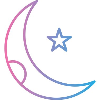 Ay ve yıldızlar simgesi, vektör illüstrasyonu