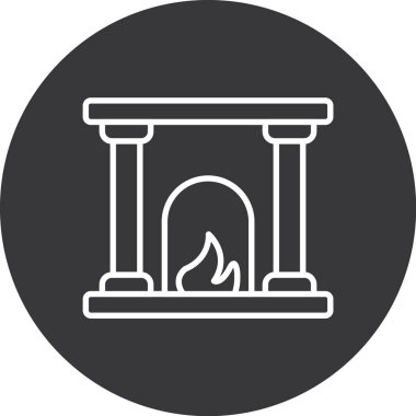 Şömine. Web simgesi basit illüstrasyon