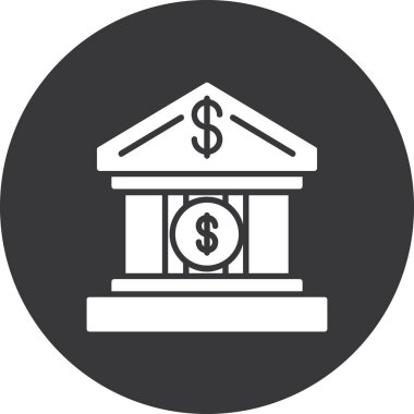 Banka binası simgesi vektör illüstrasyonu