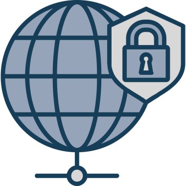 İnternet güvenlik simgesi. Web için güvenlik vektör simgelerinin özet çizimi