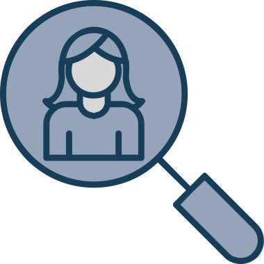 Büyüteçli kadın, ağ ikonu vektör illüstrasyonu