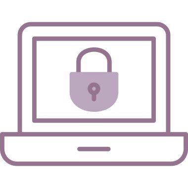 Kilitli asma kilit vektör resimleme tasarımı olan dizüstü bilgisayar