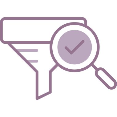 Üzerinde işaret simgesi olan büyüteç. İnce çizgi tasarımı. vektör illüstrasyonu.