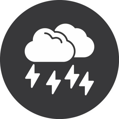 Fırtına vektör simgesi. biçim düz yuvarlak bulut sembolü, gri ve gri yuvarlak açılar, beyaz arkaplan