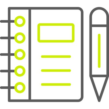 kalem ve not simgelerinin vektör illüstrasyonu