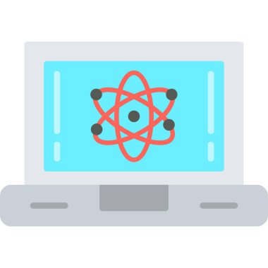 Atom vektörü illüstrasyon tasarımlı bilgisayar monitörü