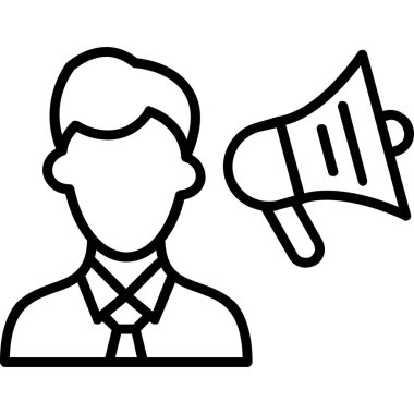 Megafon simgesine sahip iş adamı, özet tarzı