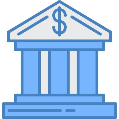 Banka binası simgesi, vektör illüstrasyonu