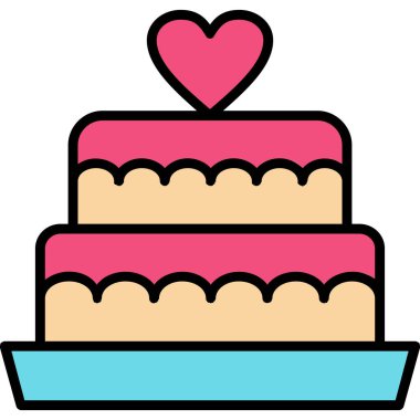 Cupcake kek ikonu, ana hatlarıyla dolu.