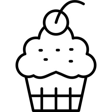 cupcake ikonu vektör illüstrasyonu