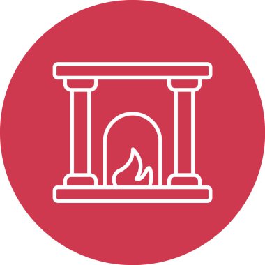 şömine ağ simgesi, basit vektör illüstrasyonu